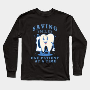 Funny Retro Pediatric Dental Assistant Hygienist Office Gifts Long Sleeve T-Shirt